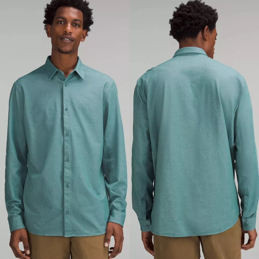 Lululemon Green Button Down Commission Shirt Mens Size XL Collared Long Sleeve